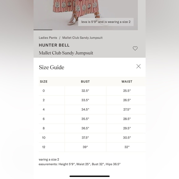 Hunter Bell Red and White Striped Mallet club sandy Jumpsuit NWT - Picture 8 of 8